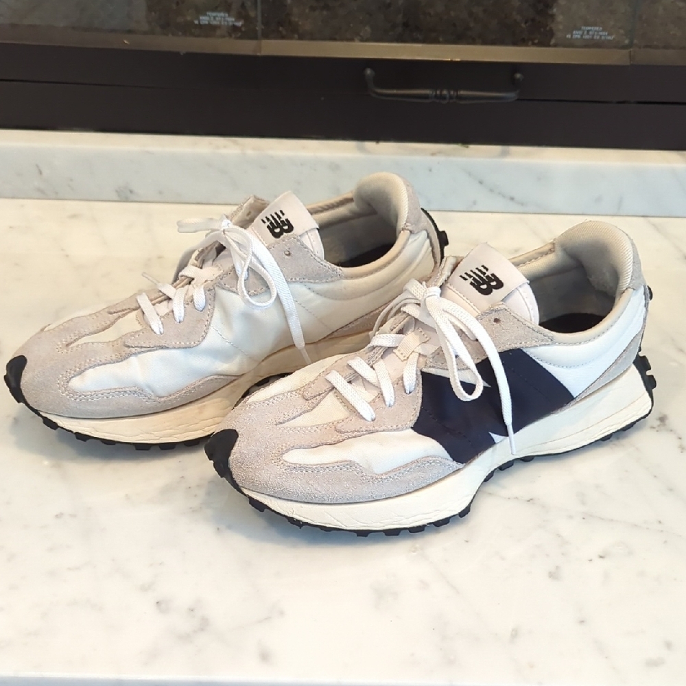 New Balance Cream and Navy Sneakers